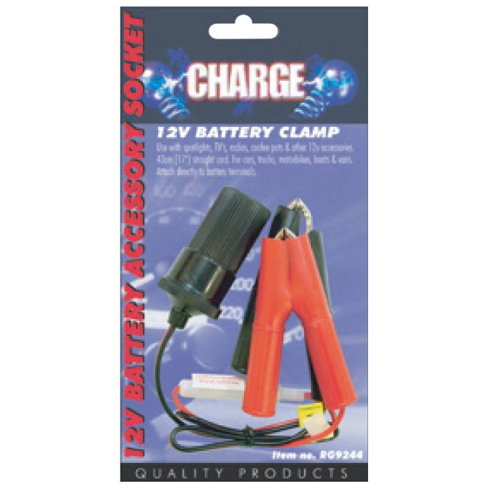 Charge Battery Lighter Accessory Socket With Battery Clamps 12/24V