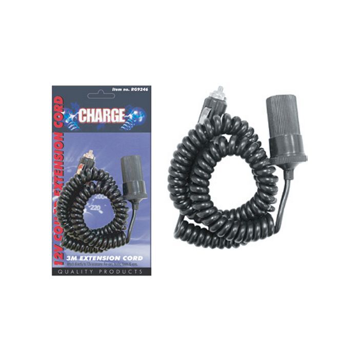 Charge Cigarette Lighter Accessory Socket With 1 Outlet 2Mtr Coiled Wire 12/24V