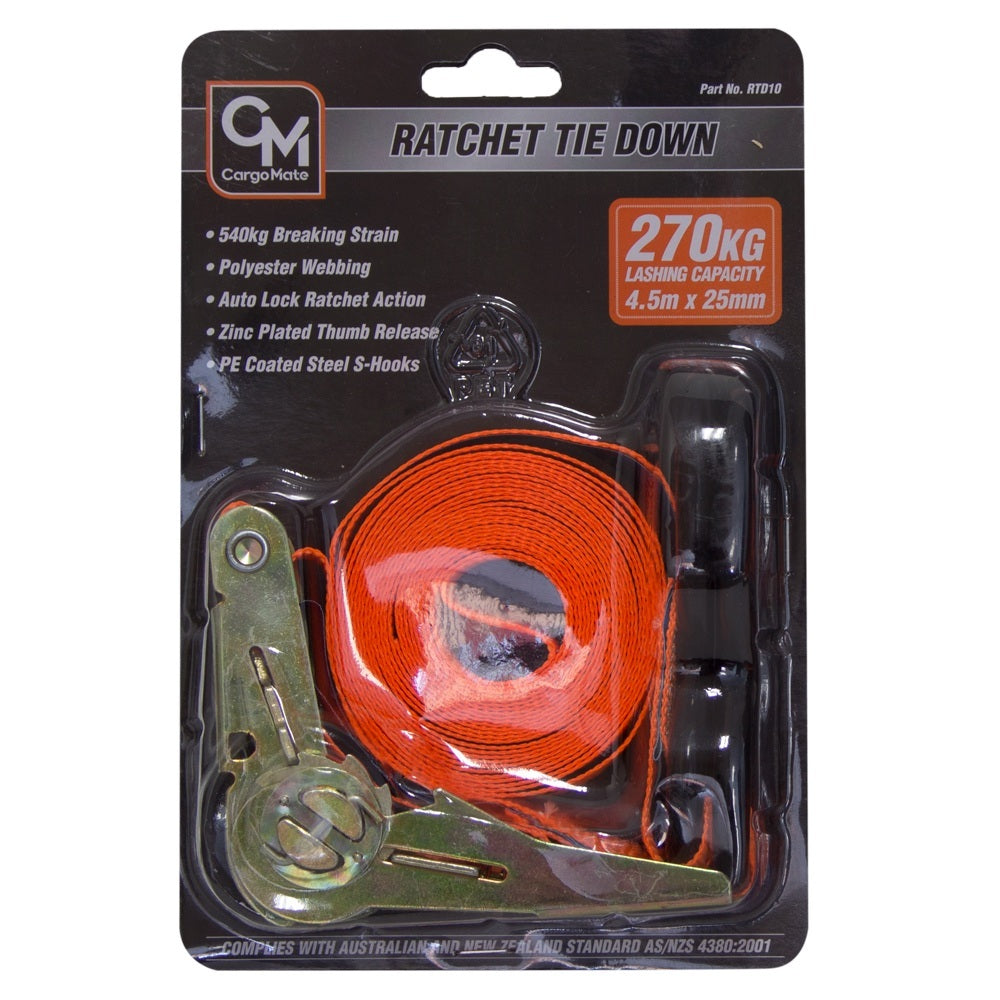 Ratchet Tie Down 25mm x 4.5M