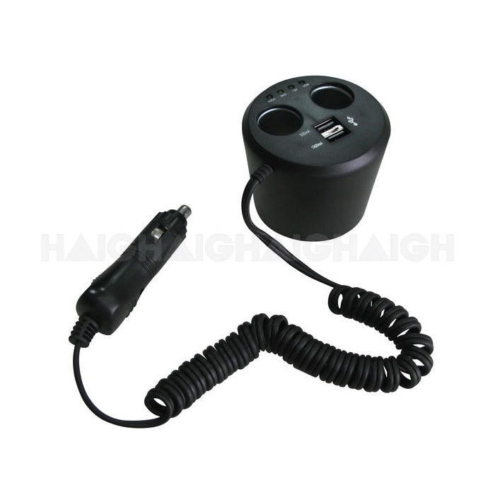 12V Holder Insert with Twin Sockets & Usb