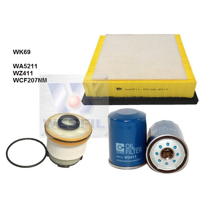 Wesfil Cooper Filter Service Kit for MITSUBISHI TRITON 2.4L TD. 01/15-ON 4N15