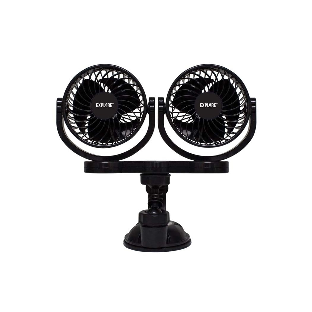 Car Fan Twin Head 5" with Suction Base