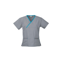 Biz Collection Ladies Contrast Crossover Scrubs Top