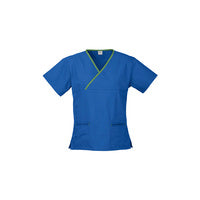 Biz Collection Ladies Contrast Crossover Scrubs Top
