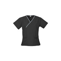 Biz Collection Ladies Contrast Crossover Scrubs Top