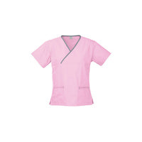 Biz Collection Ladies Contrast Crossover Scrubs Top