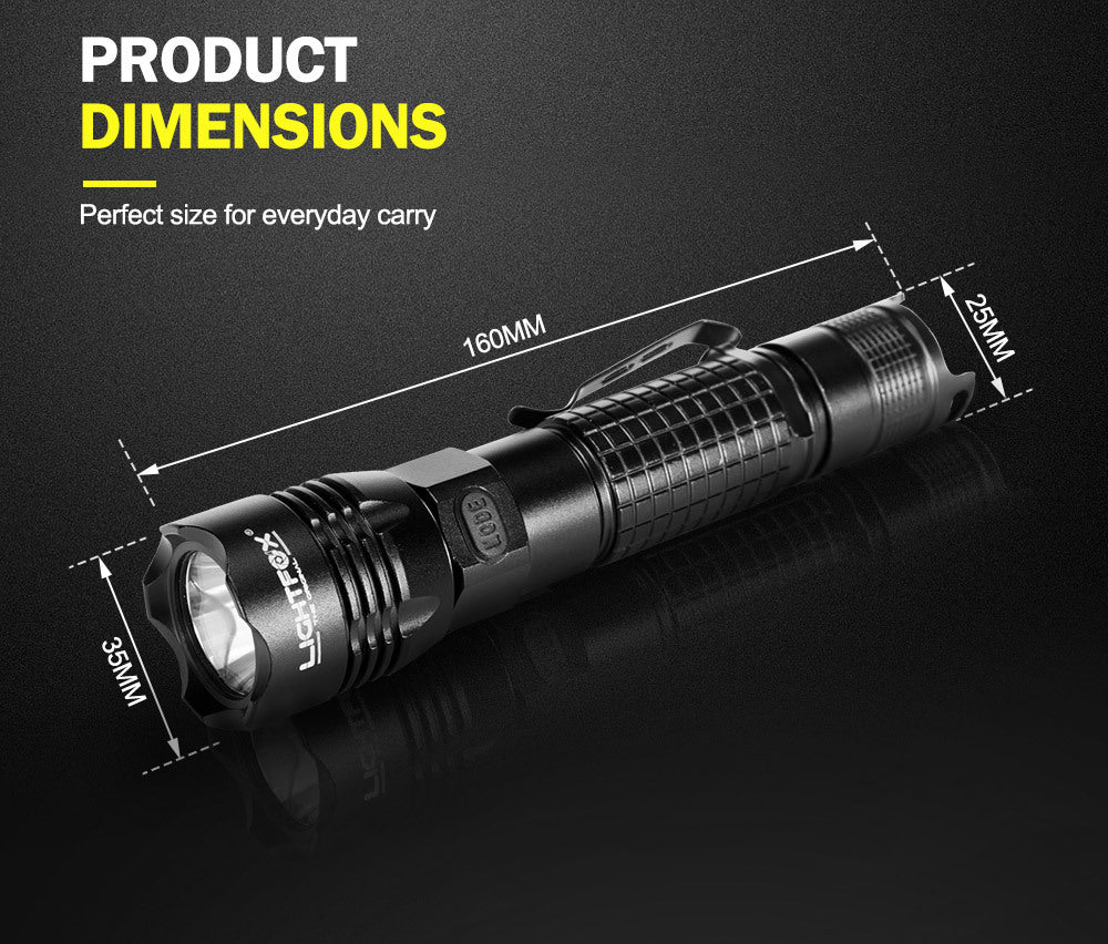 LIGHTFOX LED Tactical Flashlight Torch L2 Chip USB Rechargeable Battery