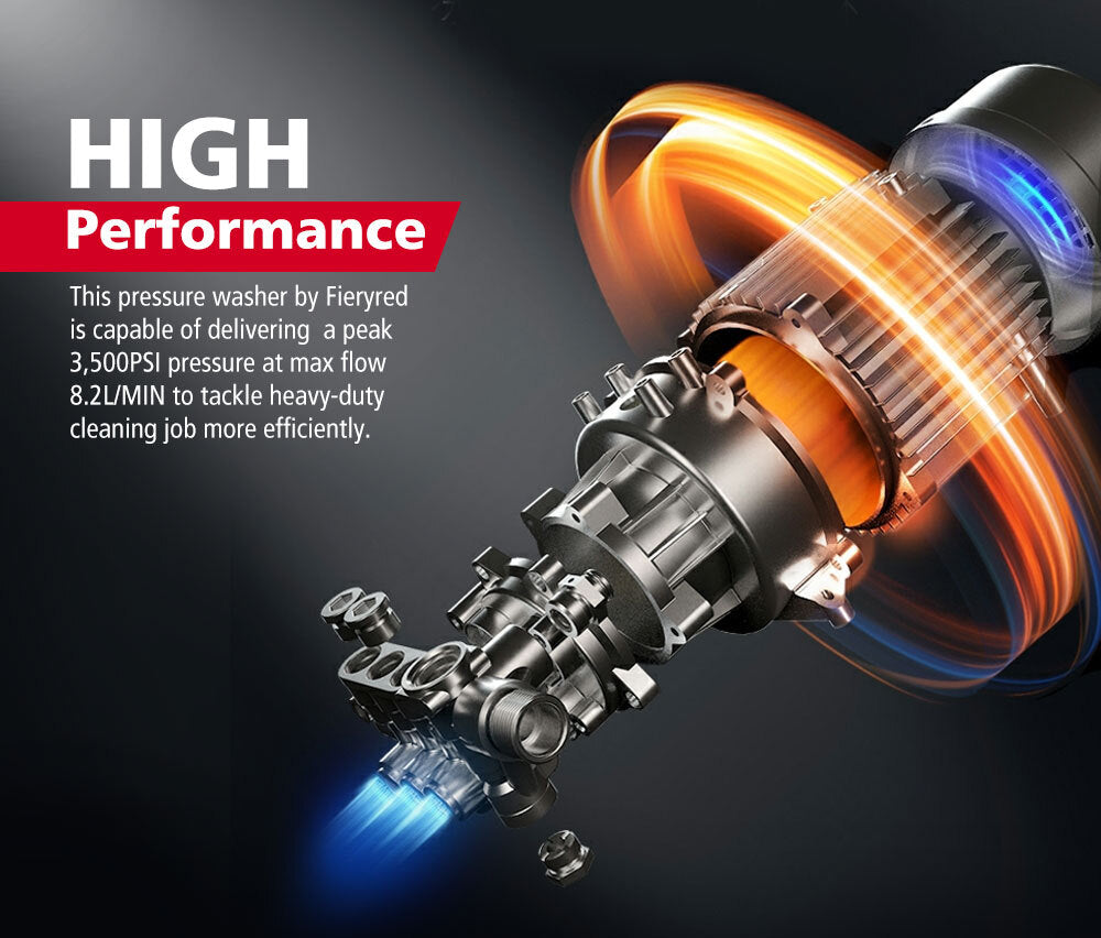 Fieryred High Pressure Washer Cleaner 3500PSI Electric Water Gurney Pump 10M Hose