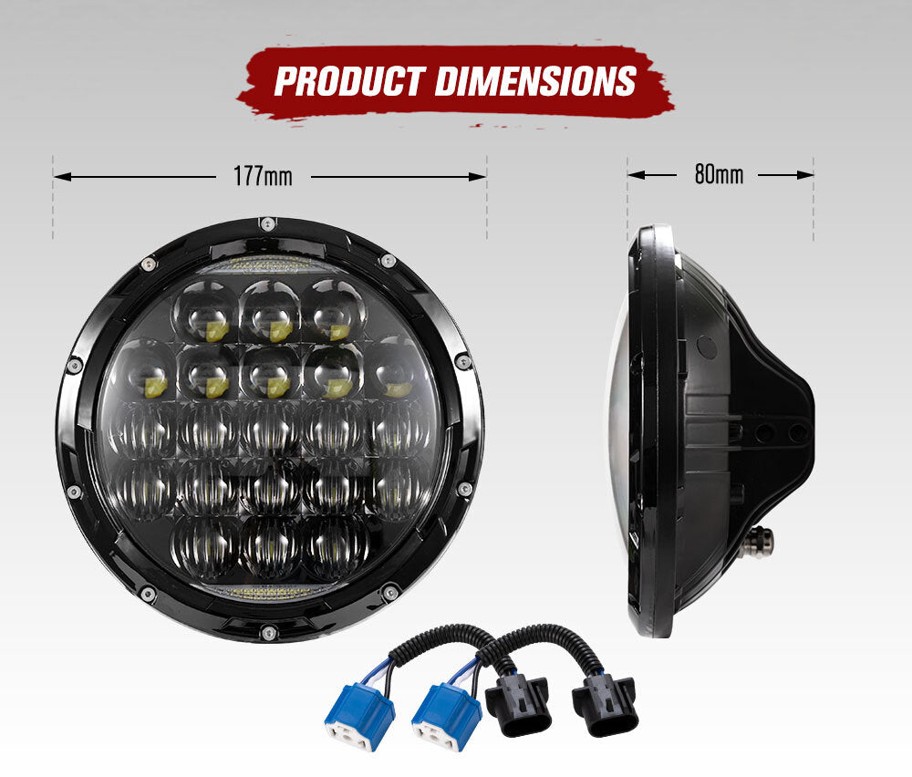 2x 7inch LED Headlights Insert Hi-Lo Beam DRL for Jeep Wrangler Patrol GQ