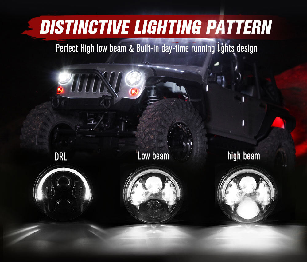 LIGHTFOX Pair 7inch LED Headlight for Jeep Patrol GQ