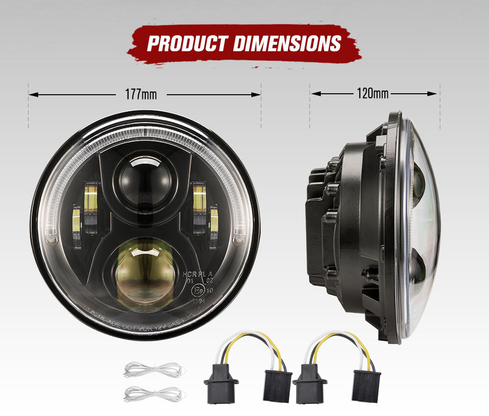 LIGHTFOX Pair 7inch LED Headlight for Jeep Patrol GQ