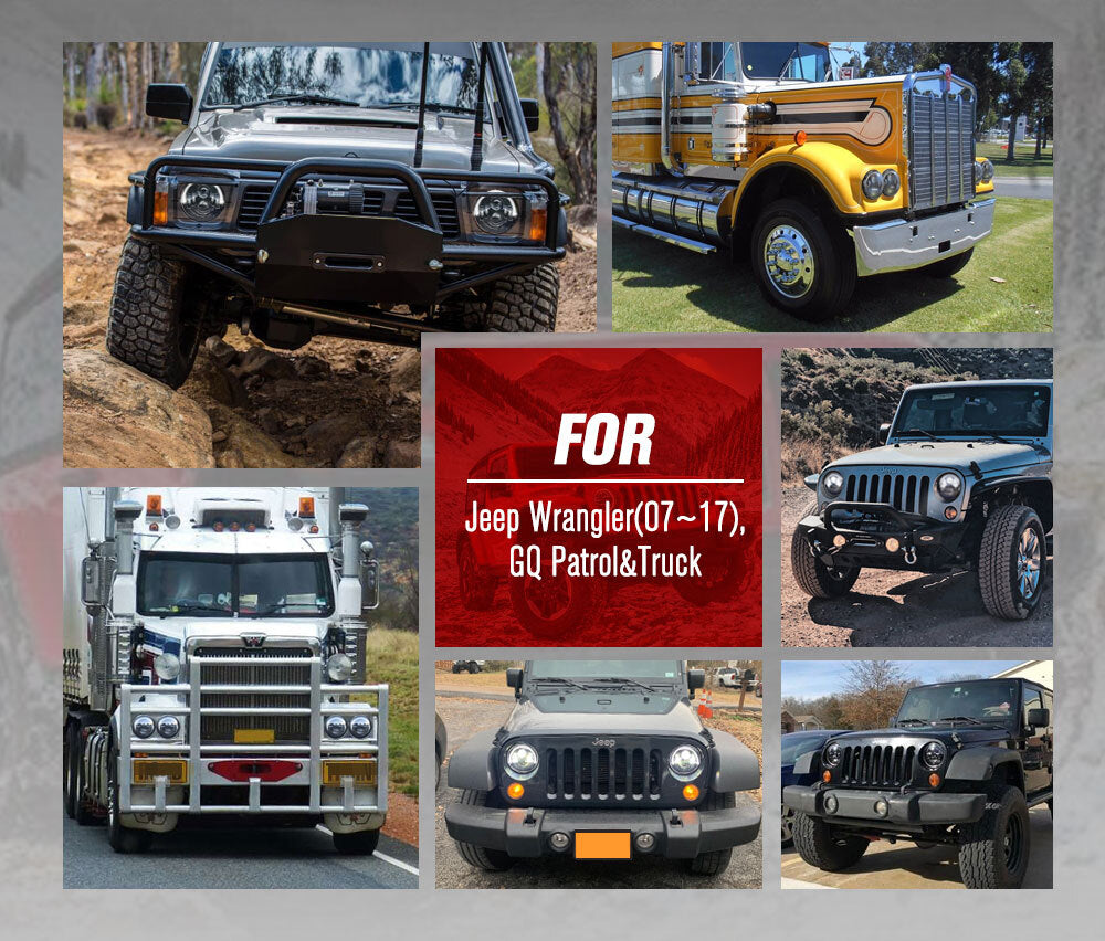 LIGHTFOX Pair 7inch LED Headlight for Jeep Patrol GQ