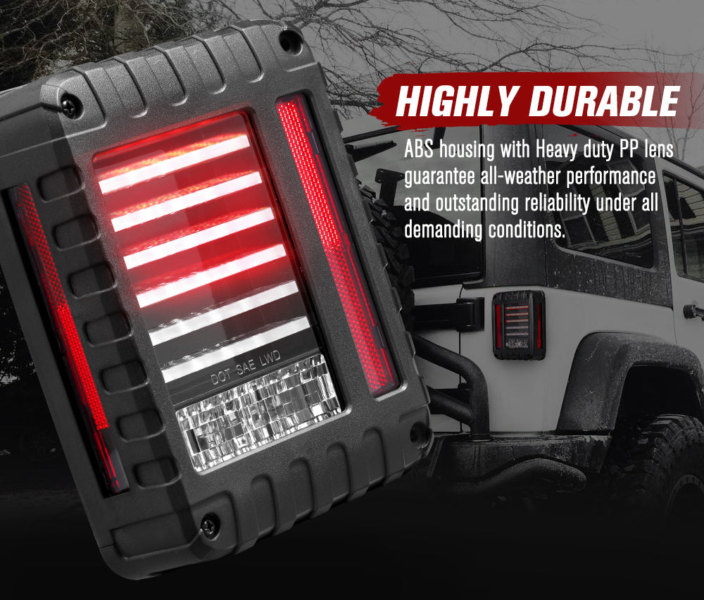 MOBI Pair LED Tail Lights for Jeep Wrangler JK 07-17