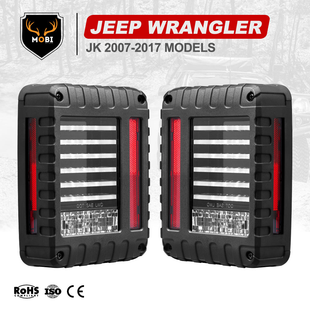MOBI Pair LED Tail Lights for Jeep Wrangler JK 07-17