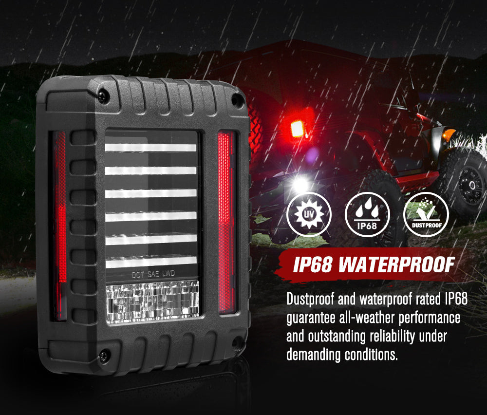 MOBI Pair LED Tail Lights for Jeep Wrangler JK 07-17