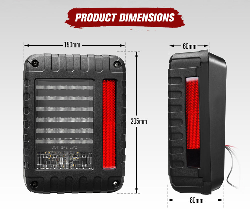 MOBI Pair LED Tail Lights for Jeep Wrangler JK 07-17
