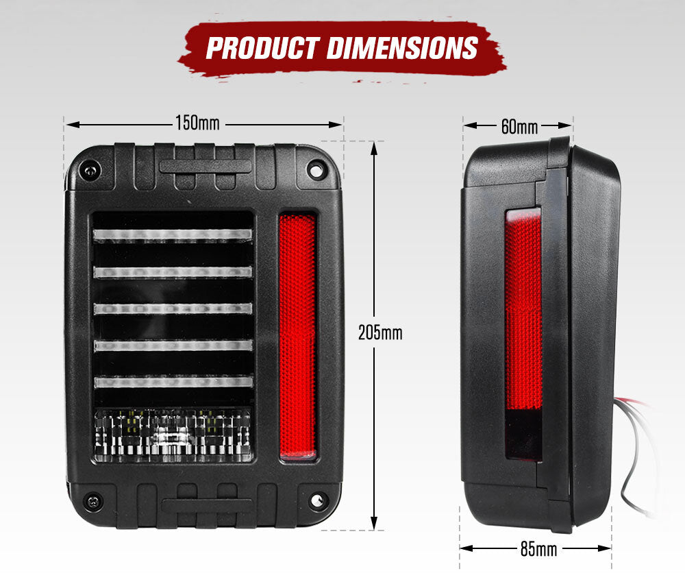 MOBI Pair LED Tail Lights for Jeep Wrangler JK 07-17