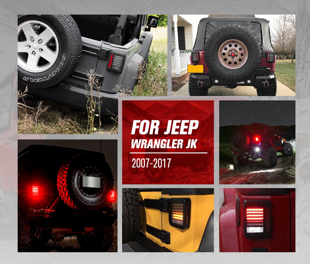 MOBI Pair LED Tail Lights for Jeep Wrangler JK 07-17