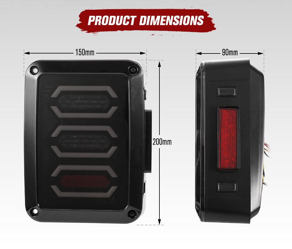 MOBI Pair LED Tail Lights for Jeep Wrangler JK 07-17