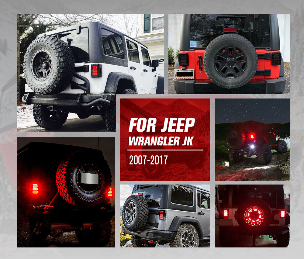 MOBI Pair LED Tail Lights for Jeep Wrangler JK 07-17