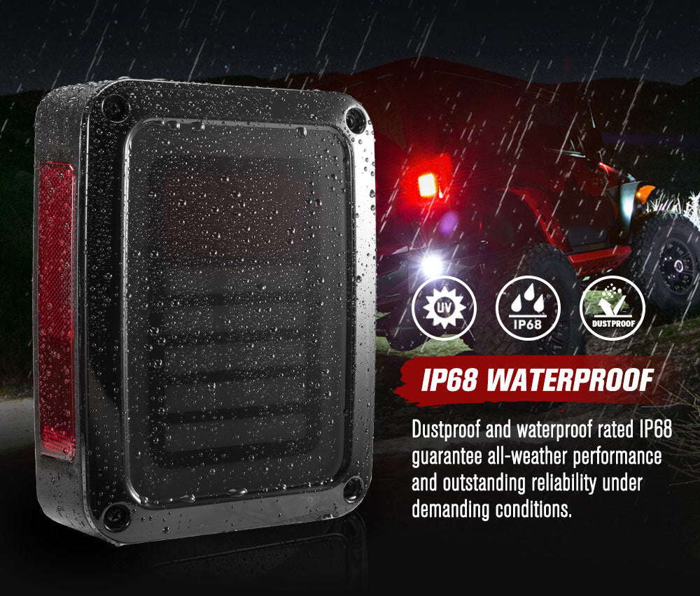 MOBI Pair LED Tail Lights for Jeep Wrangler JK 07-17