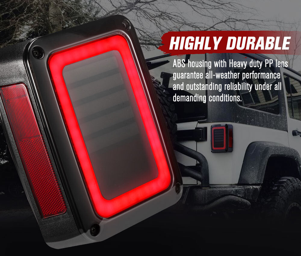 MOBI Pair LED Tail Lights for Jeep Wrangler JK 07-17