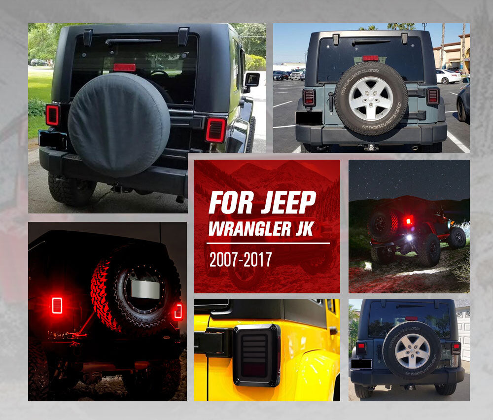 MOBI Pair LED Tail Lights for Jeep Wrangler JK 07-17