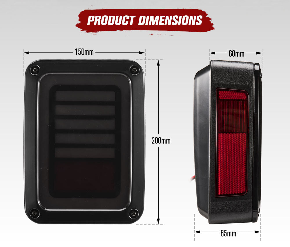 MOBI Pair LED Tail Lights for Jeep Wrangler JK 07-17