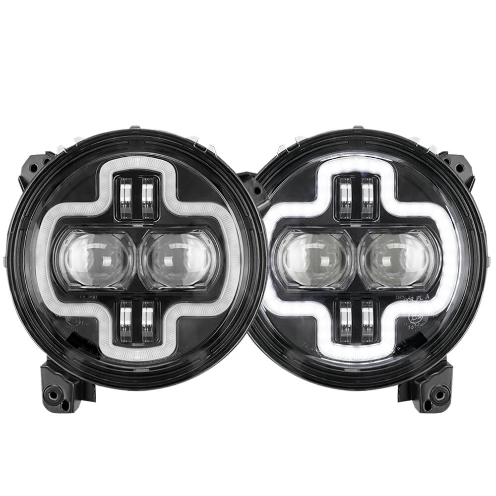 LIGHTFOX Pair LED Headlights for Jeep Wrangler JL 2018-ON