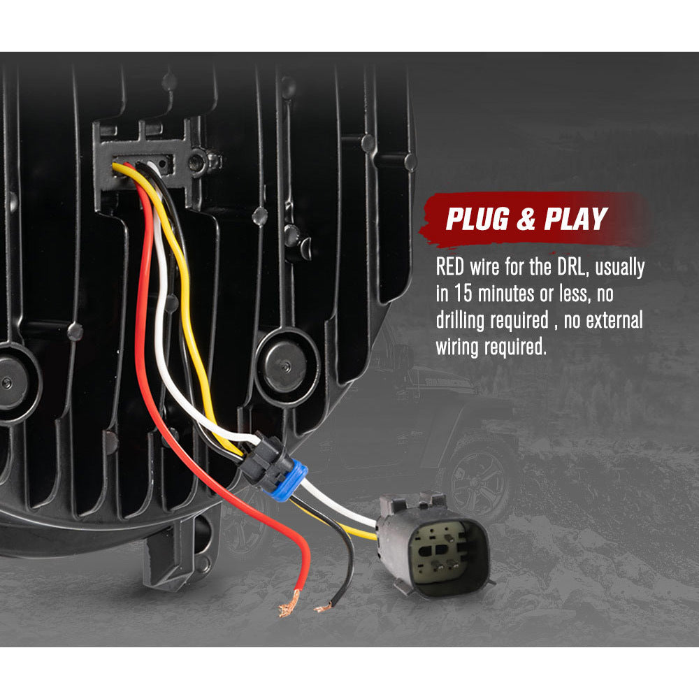 LIGHTFOX Pair LED Headlights for Jeep Wrangler JL 2018-ON