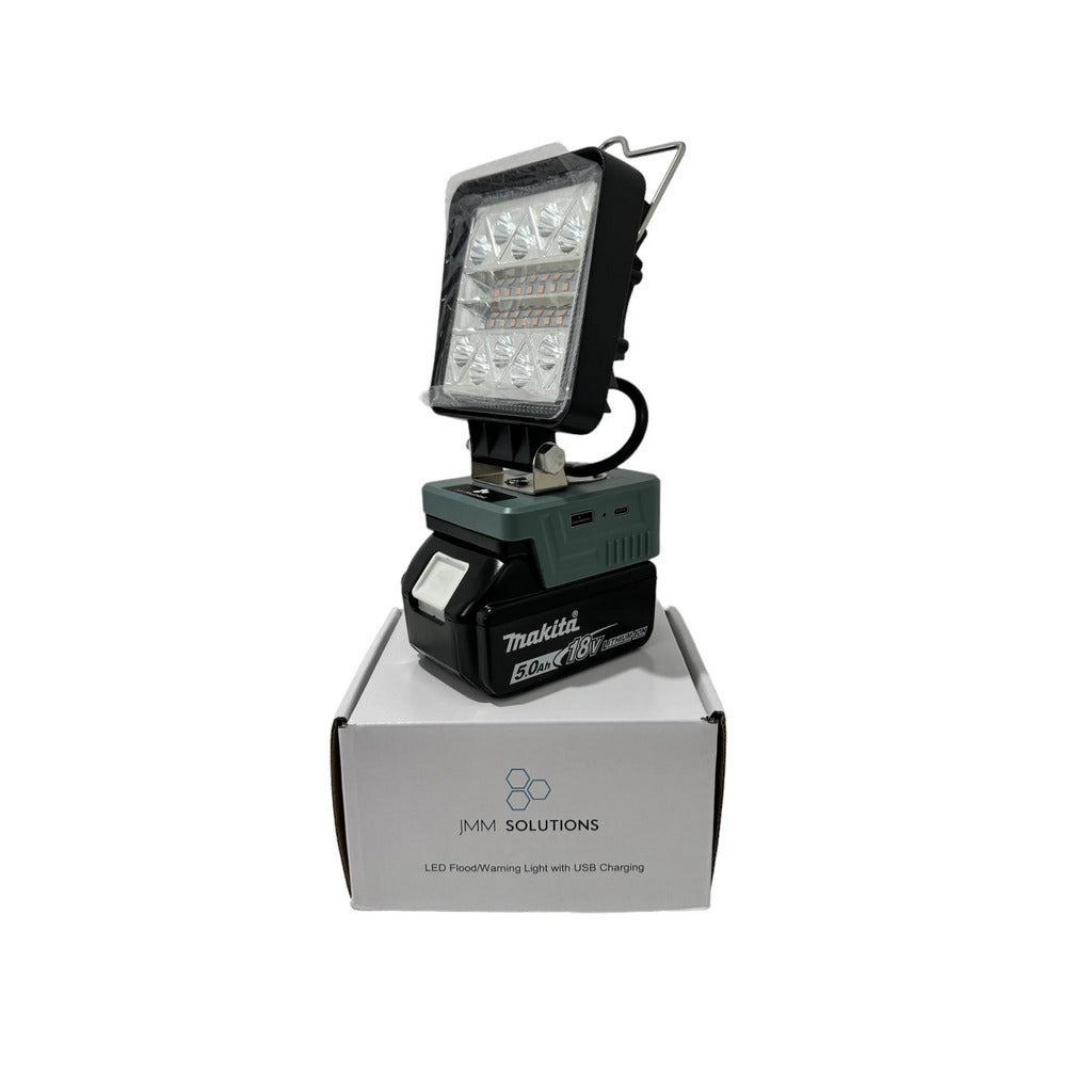Makita Compatible 18v White & Orange LED Light with USB Charger