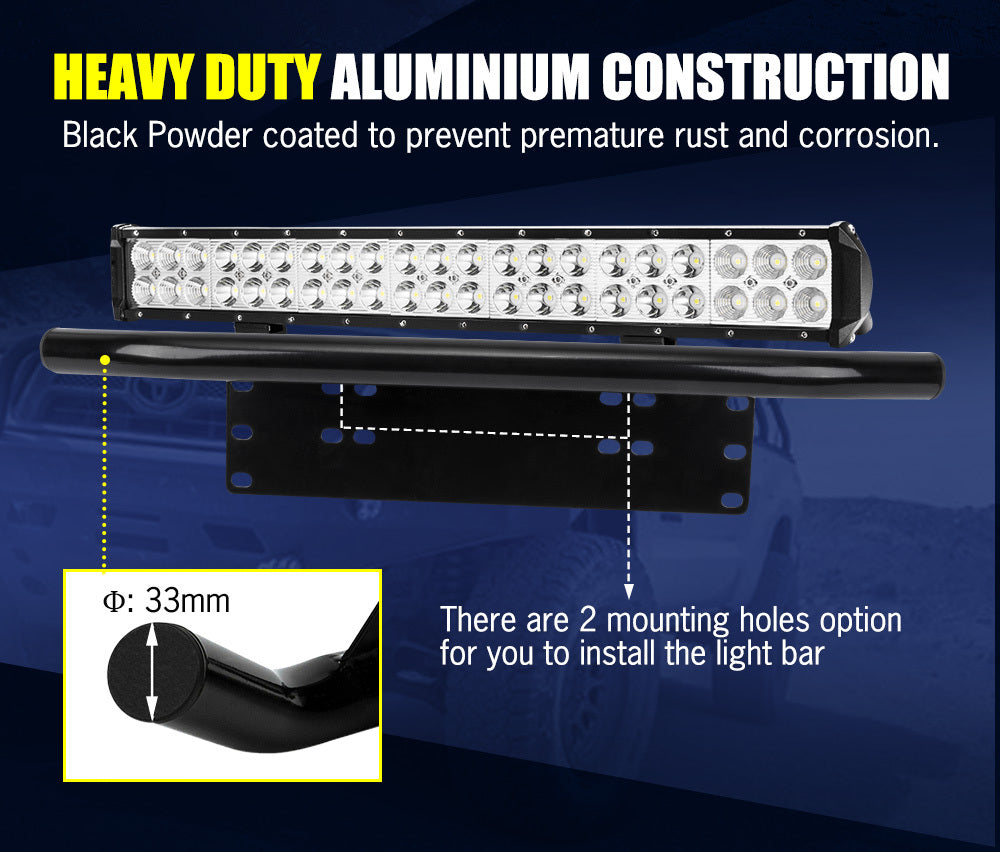 LIGHTFOX 20Inch LED Light Bar Spot Flood Work Driving Light + 23'' Number Plate Frame