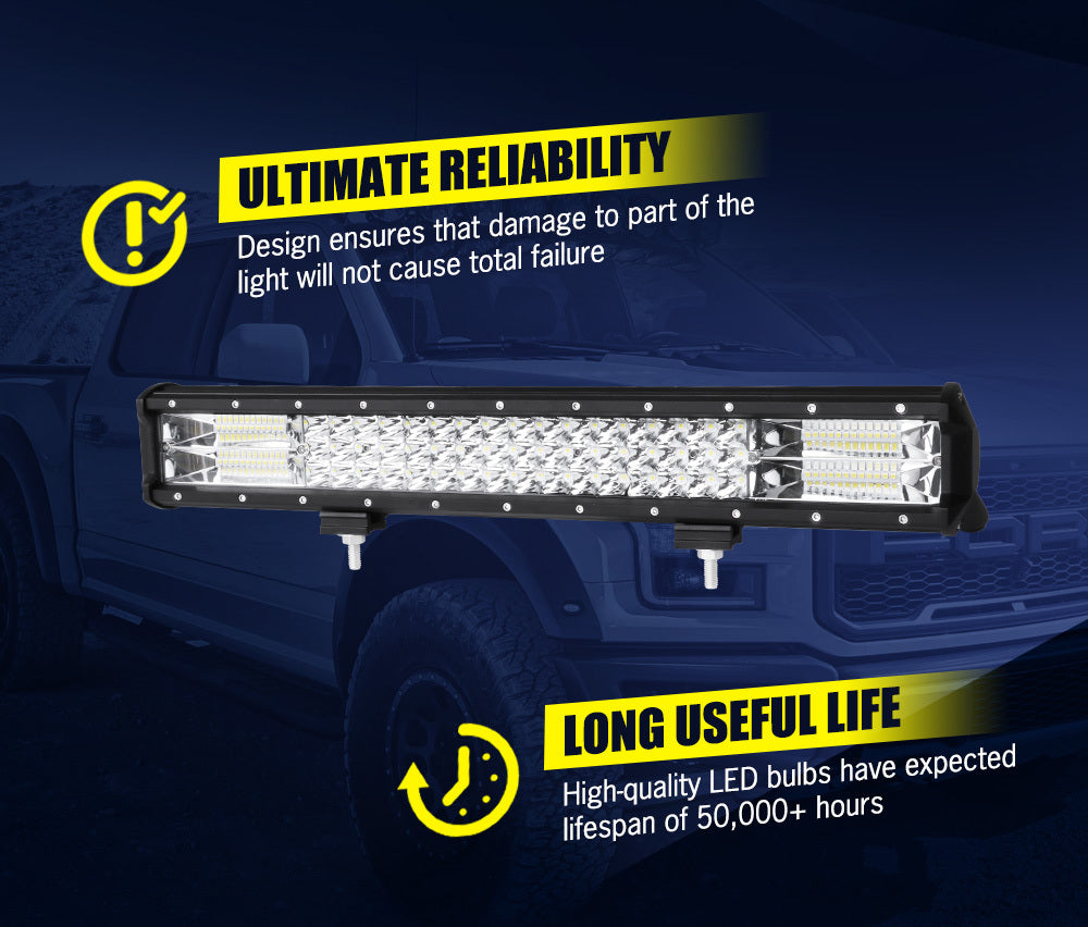 LIGHTFOX 20inch Triple Row LED Light Bar Combo Beam + 23'' Number Plate Frame + Wiring Kit