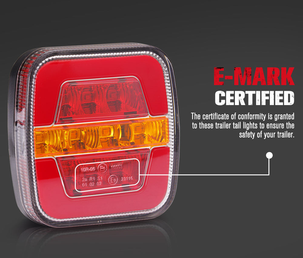 2x LED Trailer Tail Lights Stop Indicator Lamp Kit Square Light for Trailer