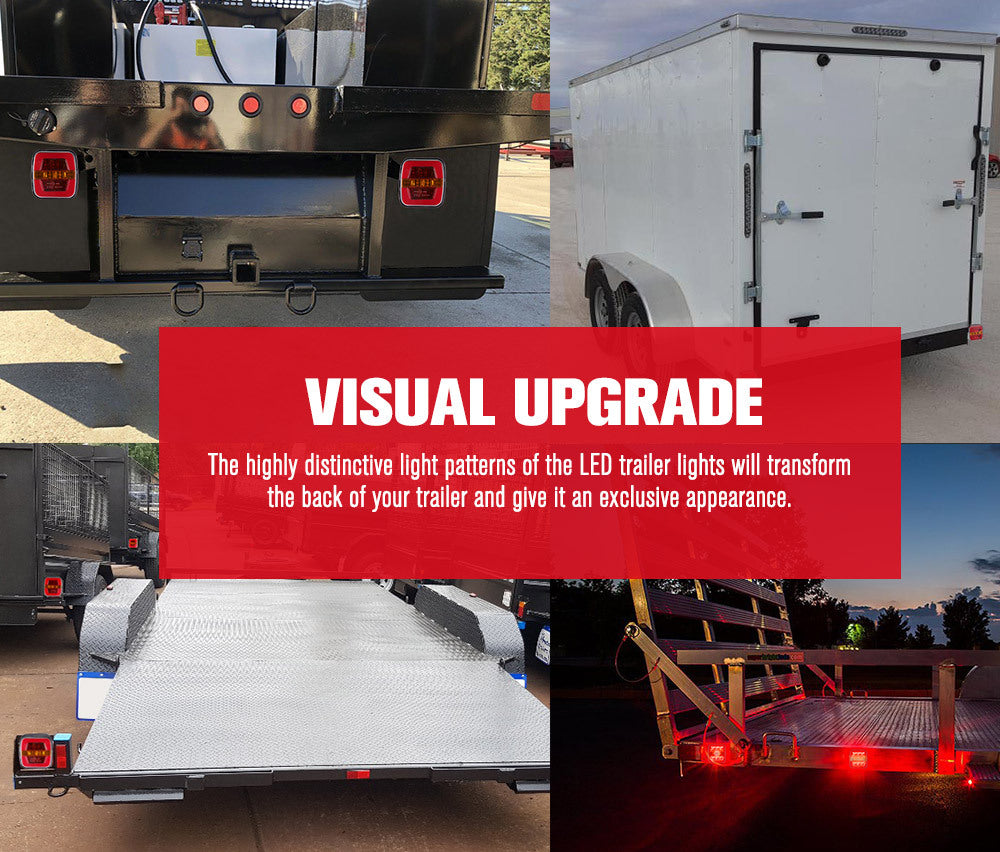 2x LED Trailer Tail Lights Stop Indicator Lamp Kit Square Light for Trailer