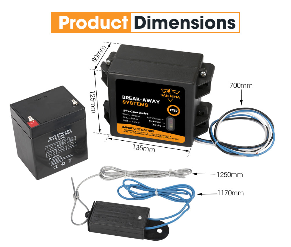 SAN HIMA Break Away System with Battery& Switch Trailer Float Boat Electric Breakaway