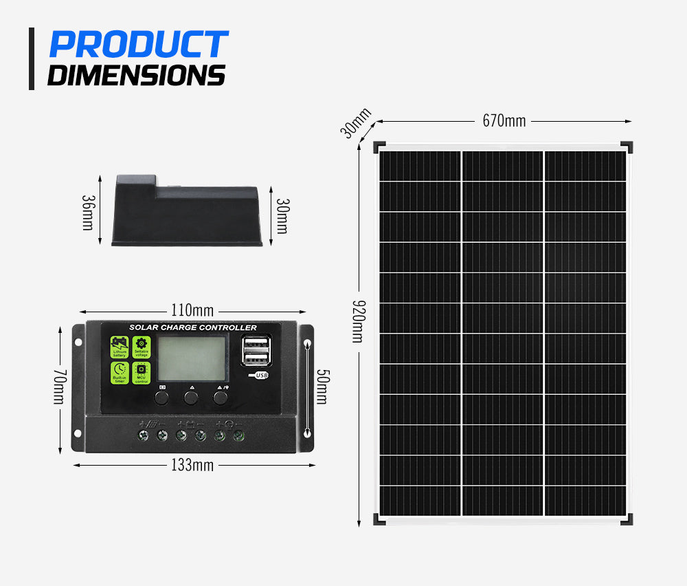 ATEM POWER 130W Solar Panel Kit Mono Generator Caravan Camping Power Battery Charging 12V