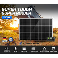 ATEM POWER 130W Solar Panel Kit Mono Generator Caravan Camping Power Battery Charging 12V