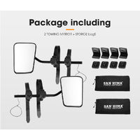 SAN HIMA Pair Towing Mirrors Universal Multi Fit Clamp On 4X4 Caravan Trailer