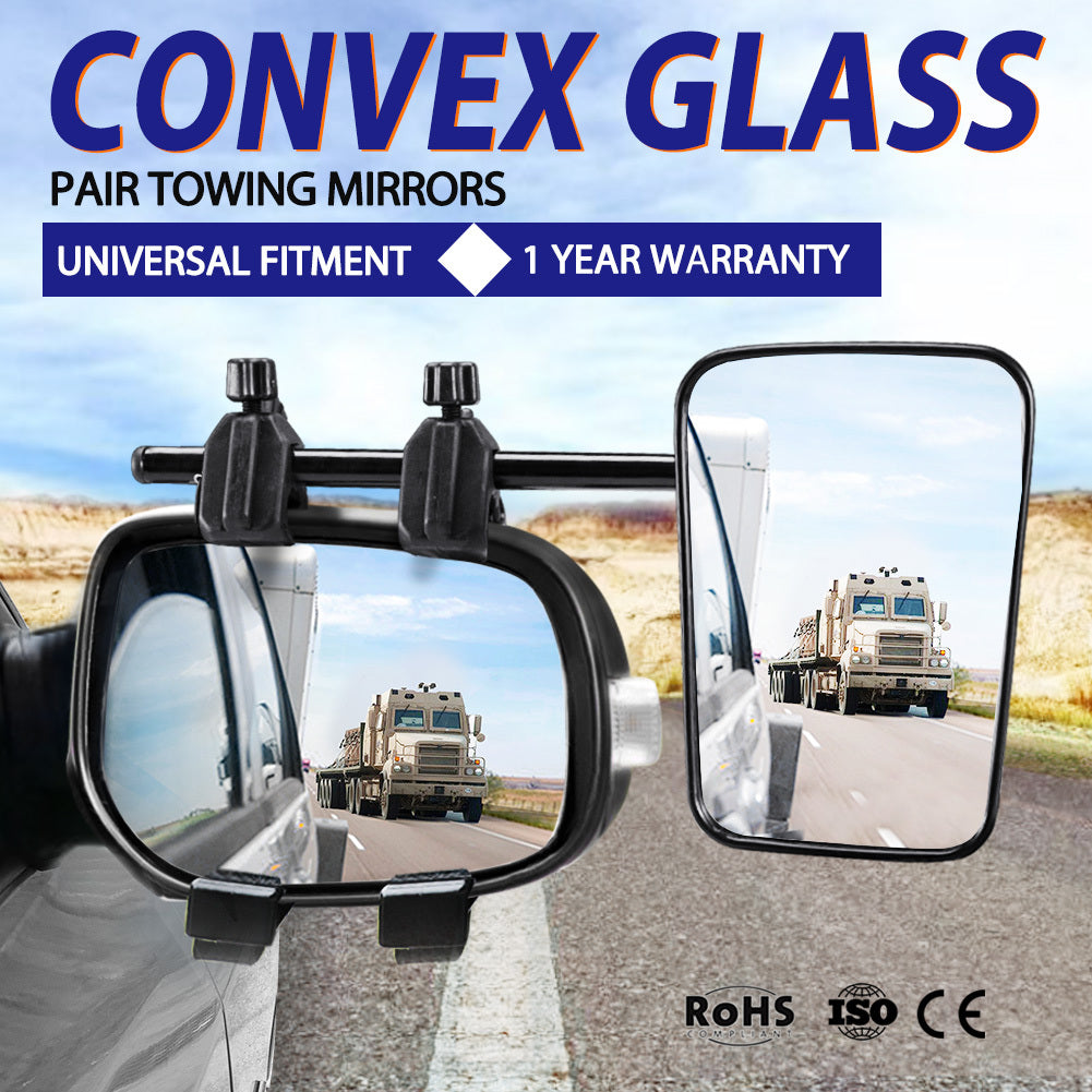 SAN HIMA Pair Towing Mirrors Universal Multi Fit Clamp On 4X4 Caravan Trailer
