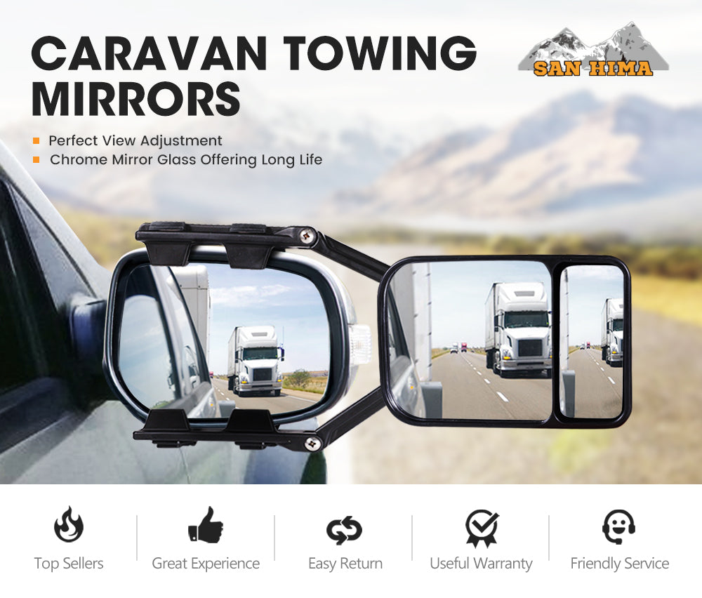 SAN HIMA 2x Towing Mirrors Clip Universal Multi Trailer Caravan Car Truck Vehicle 4WD Pair