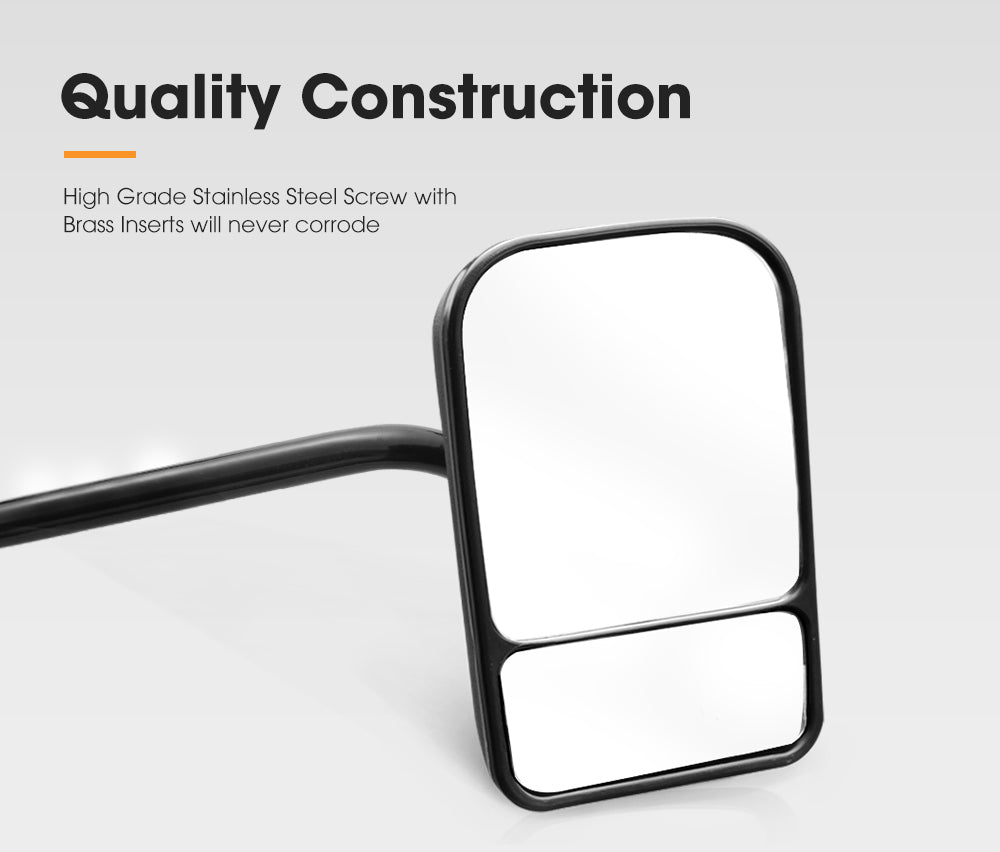 SAN HIMA 2x Towing Mirrors Pair Clip on Multi Fit Clamp On Towing Caravan 4X4 Trailer