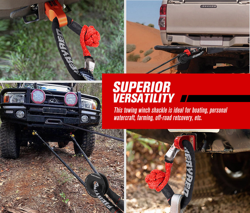 Fieryred Recovery Snatch Block Pulley Rope Ring 8T+15T Soft Shackle Recovery Kit