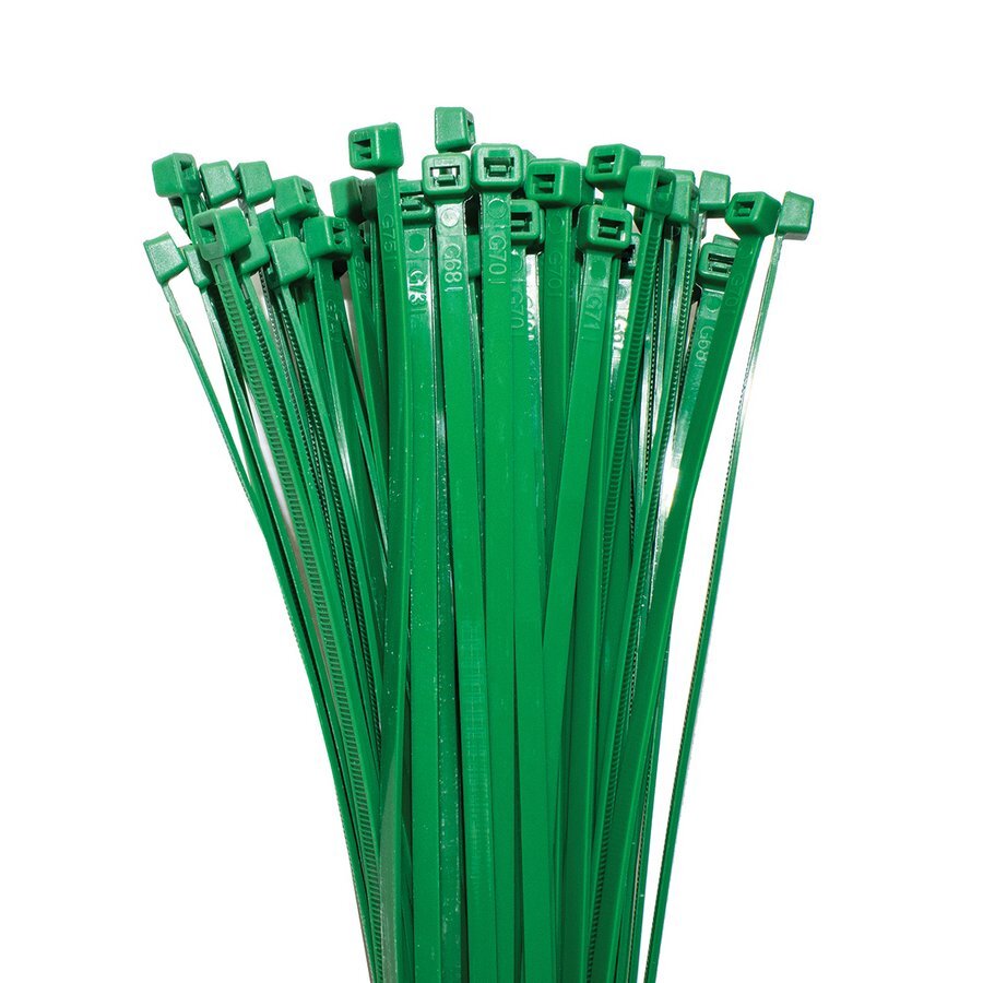 Nylon Cable Ties Green 200mm Long x 4.8mm Wide Pack of 100