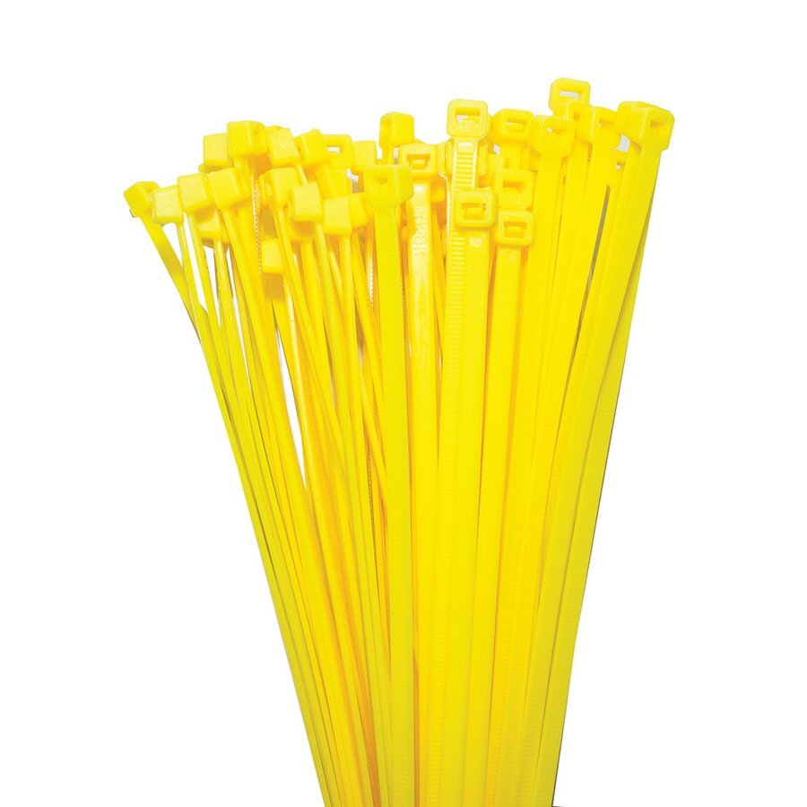 Nylon Cable Ties Yellow 200mm Long x 4.8mm Wide Pack of 100