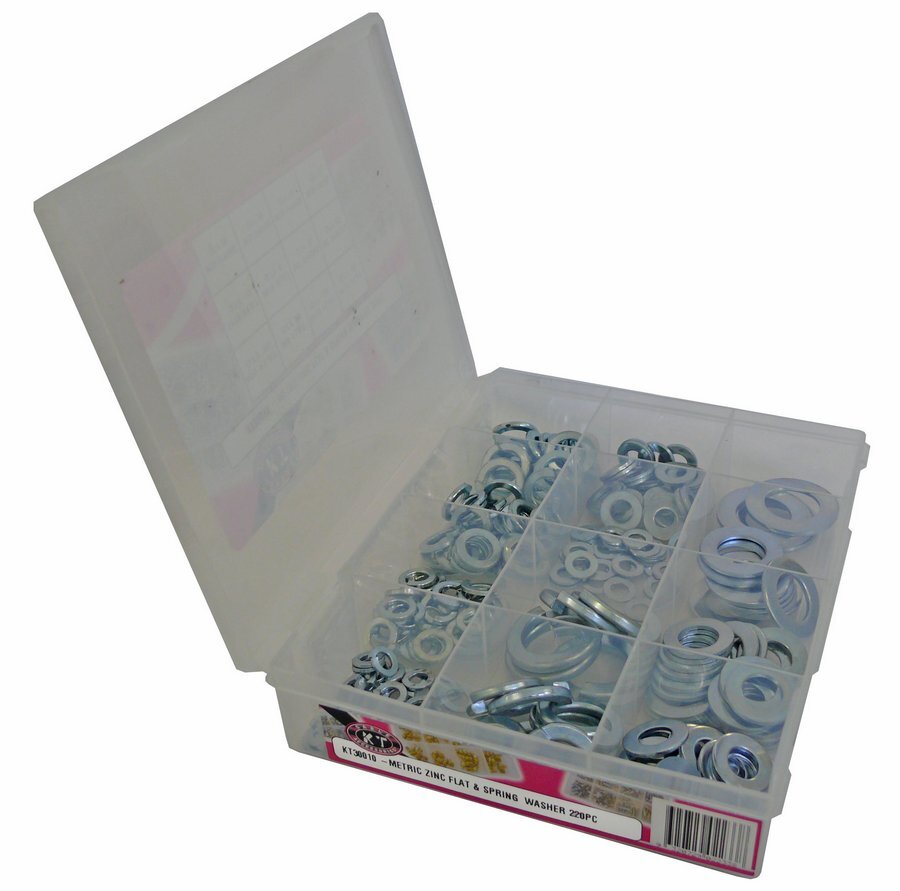 Flat & Spring Washer Metric Zinc 220 Piece Blister Pack