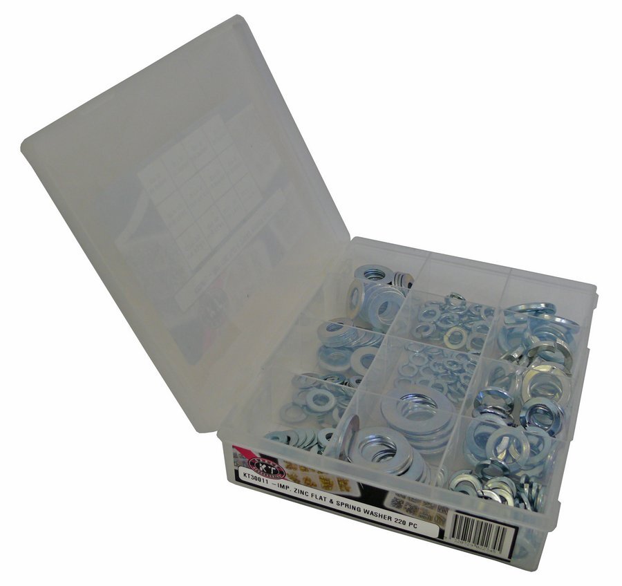 Flat & Spring Washer Imp Zinc 220 Piece Blister Pack