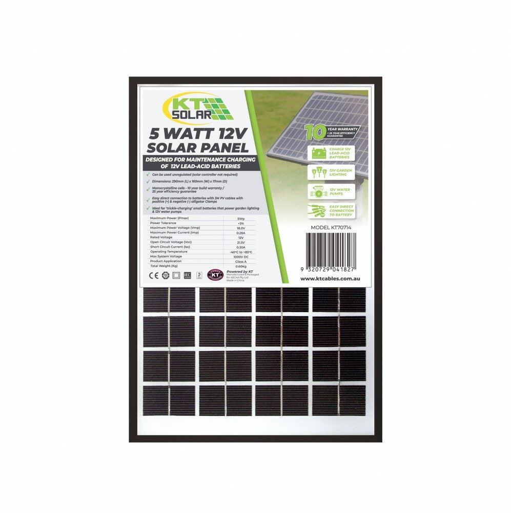 5 Watt 12V Single Cell Mono-crystalline Solar Panel