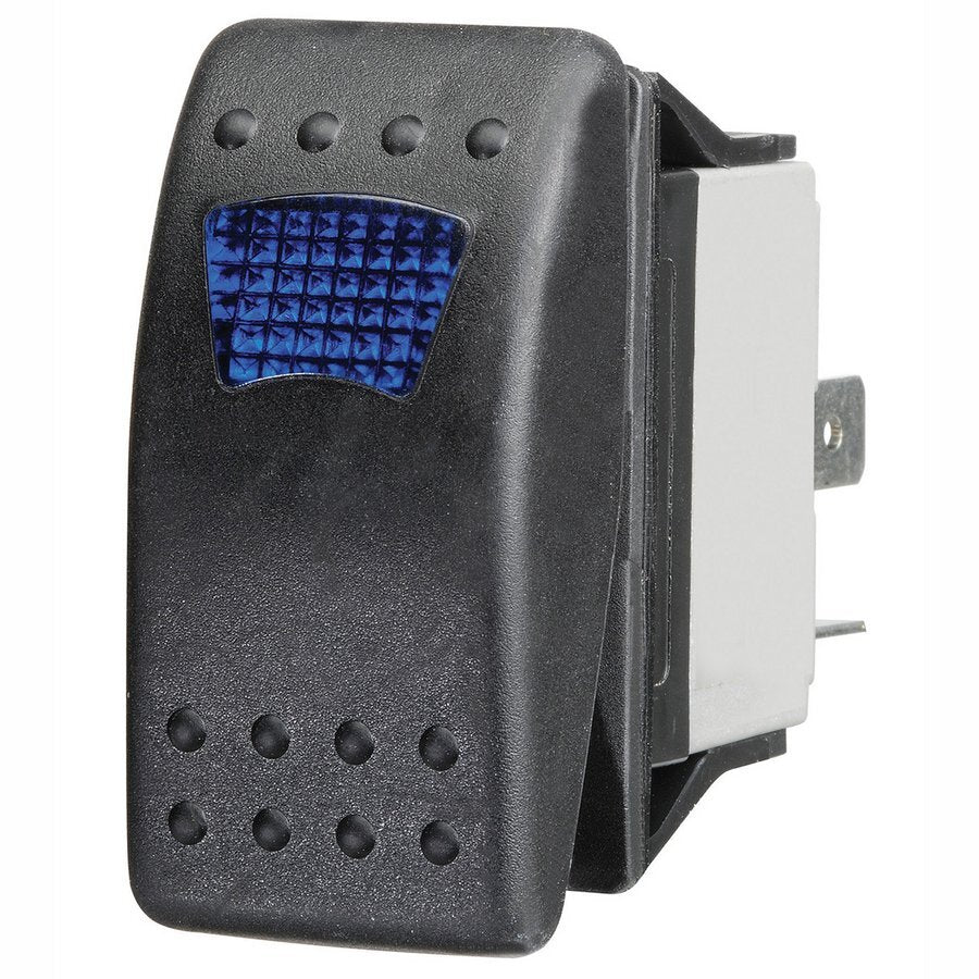 Blue LED Sealed Rocker Switch On Off 16Amps at 12V Retail Blister Qty 1
