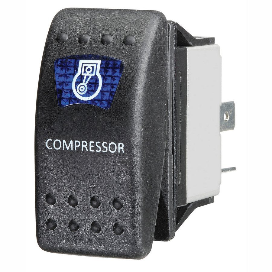 Blue LED ‘Air Compressor’ Sealed Rocker Switch On Off 16Amps at 12V Retail Blister Qty 1